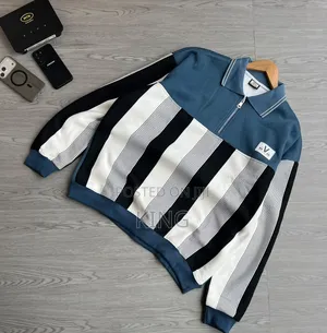 Striped Graphic Quarter Zip Sweater Shirt