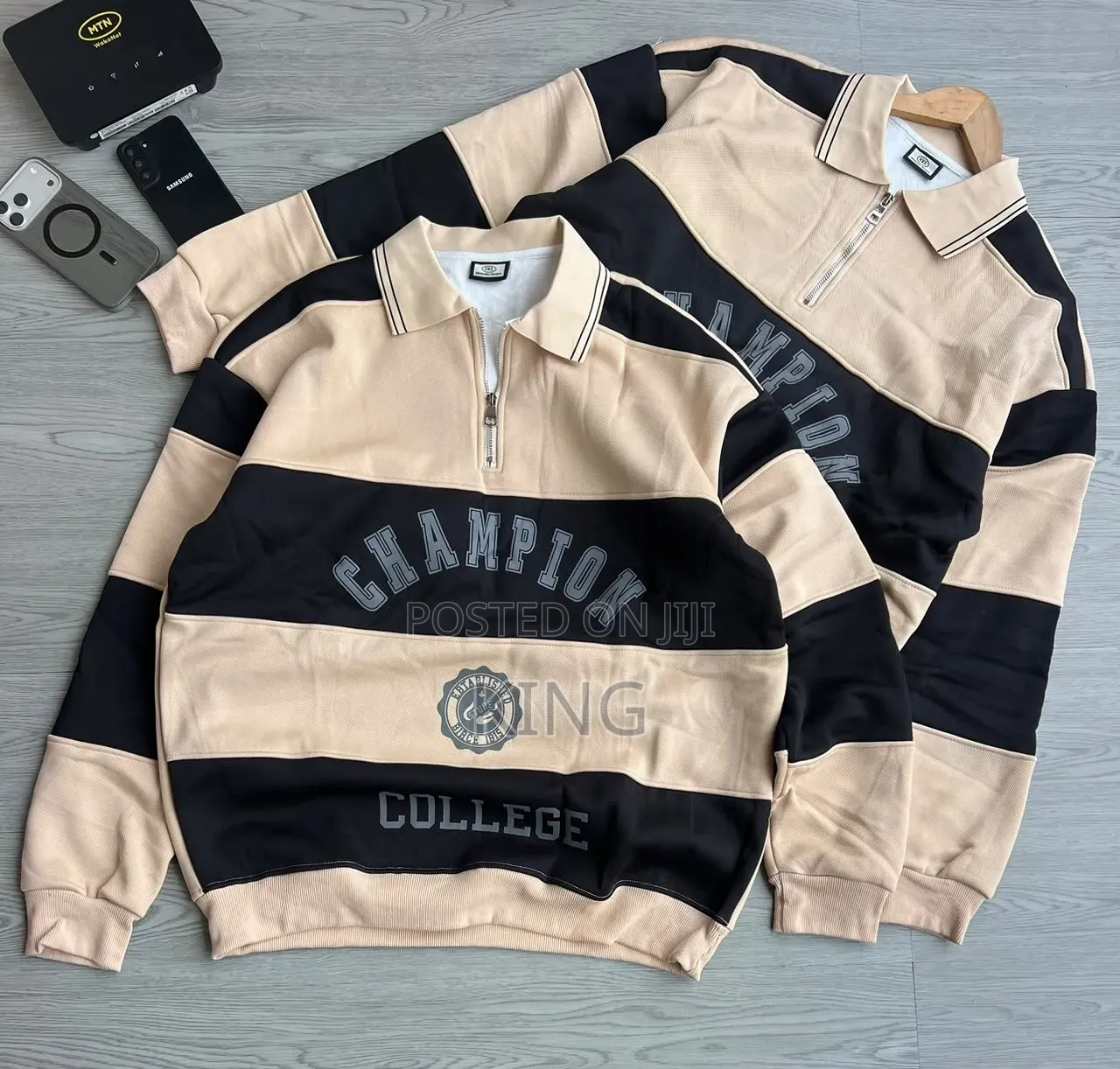 Striped Graphic Quarter Zip Sweater Shirt