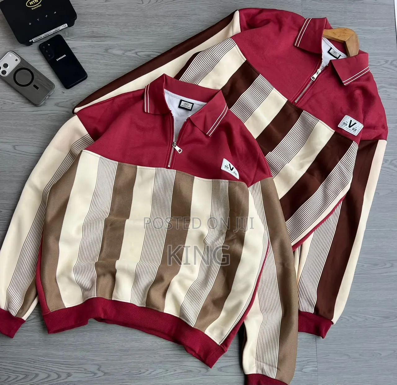 Striped Graphic Quarter Zip Sweater Shirt