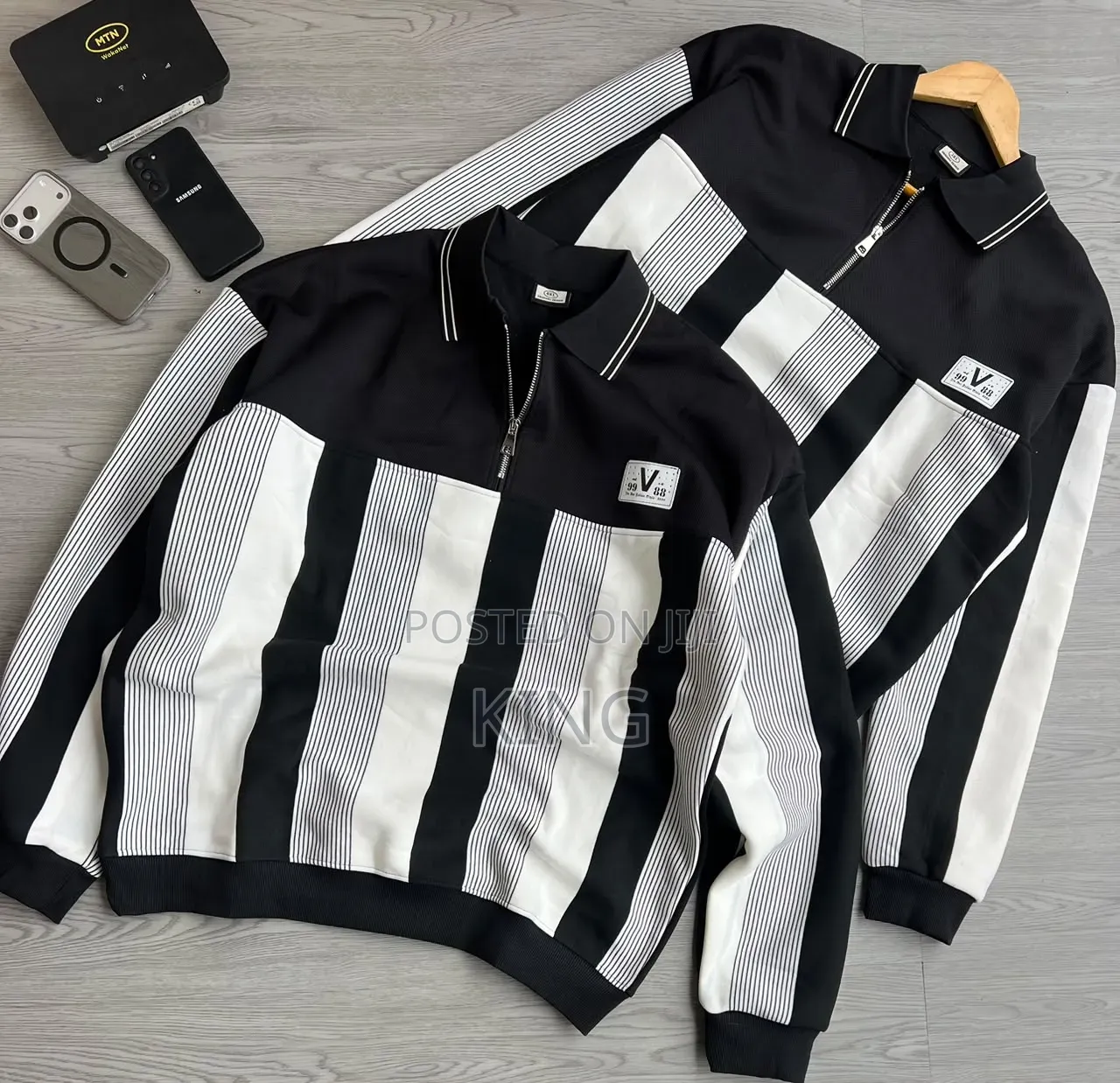 Striped Graphic Quarter Zip Sweater Shirt