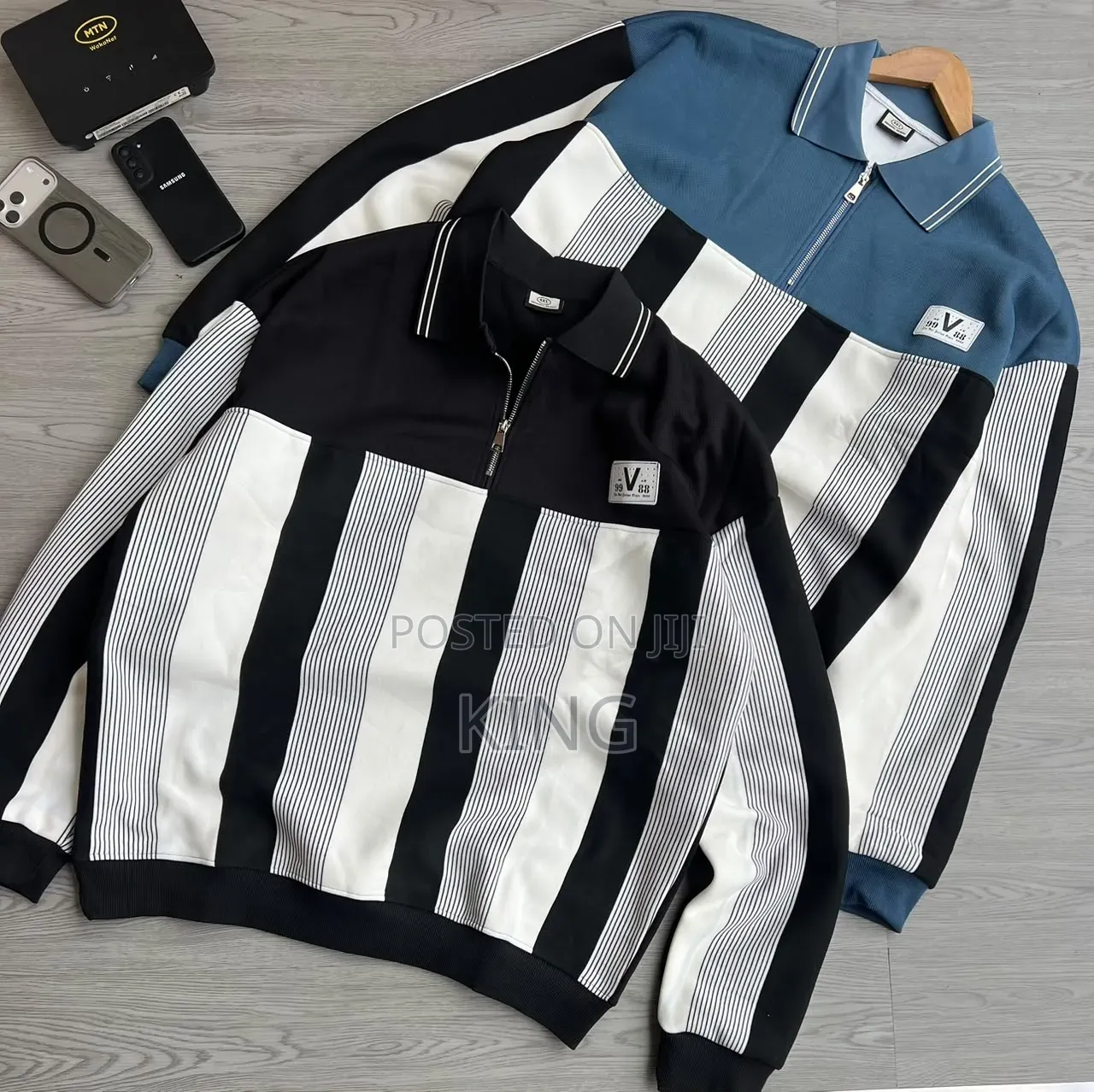 Striped Graphic Quarter Zip Sweater Shirt