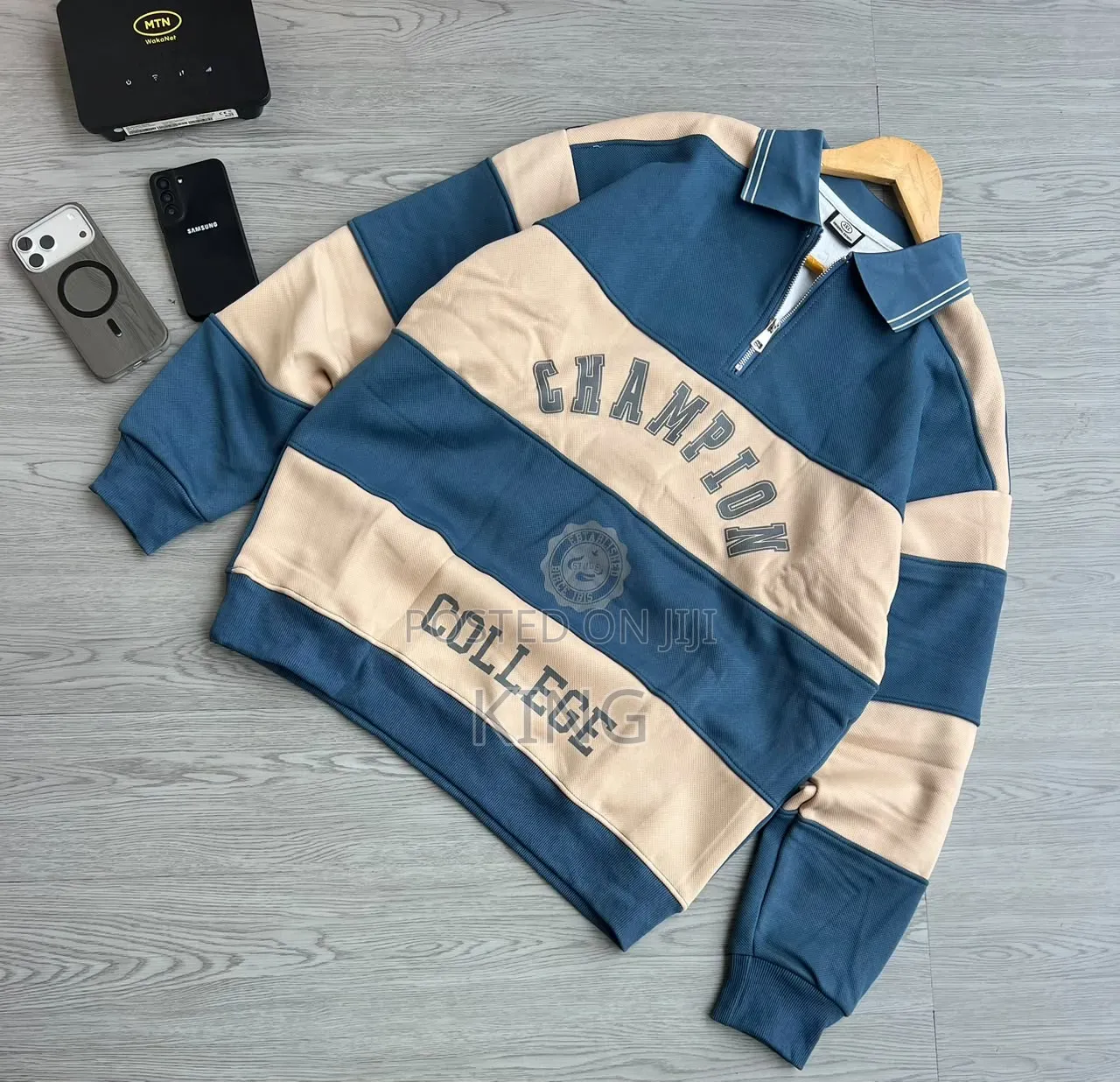 Striped Graphic Quarter Zip Sweater Shirt
