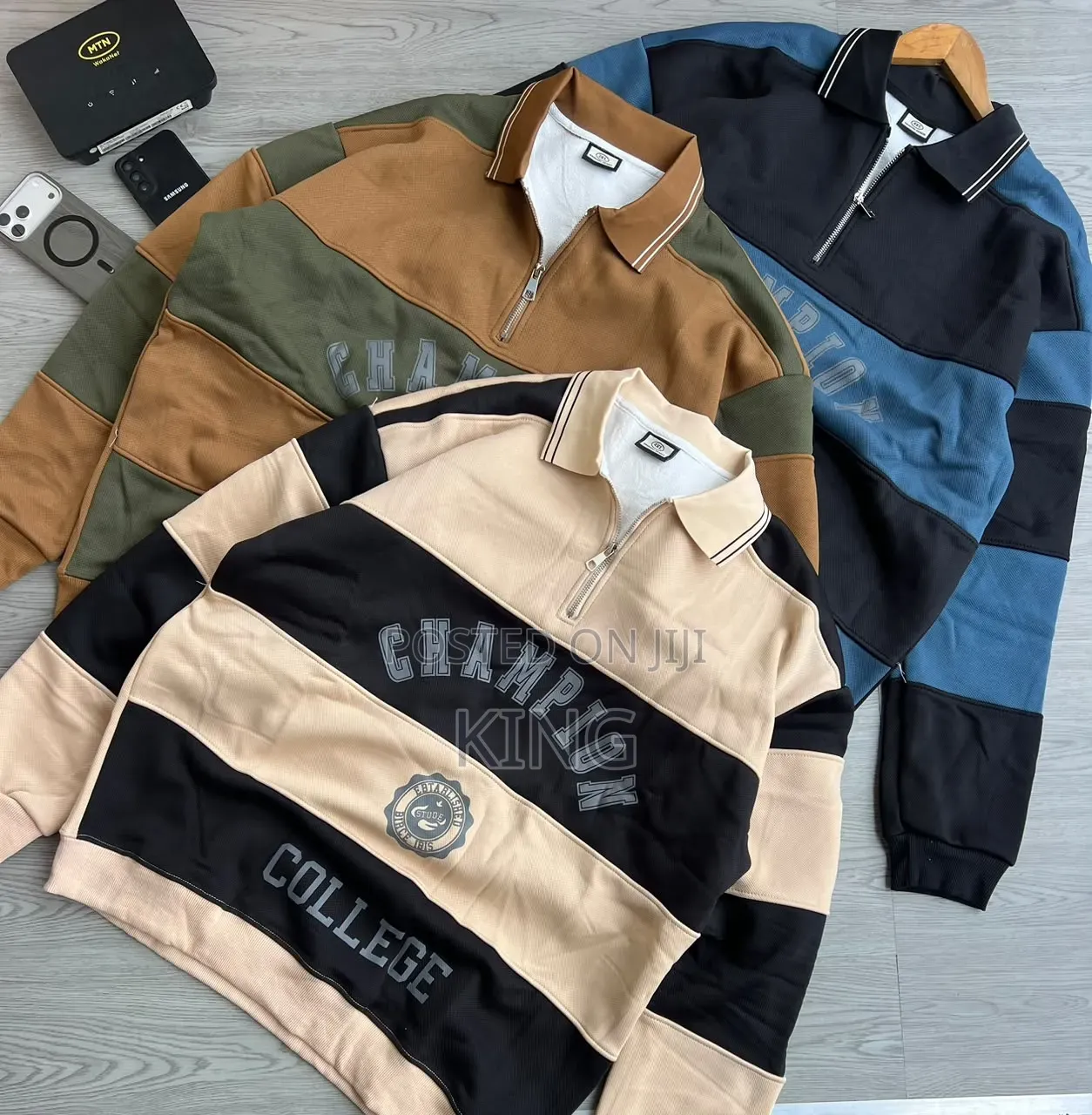 Striped Graphic Quarter Zip Sweater Shirt
