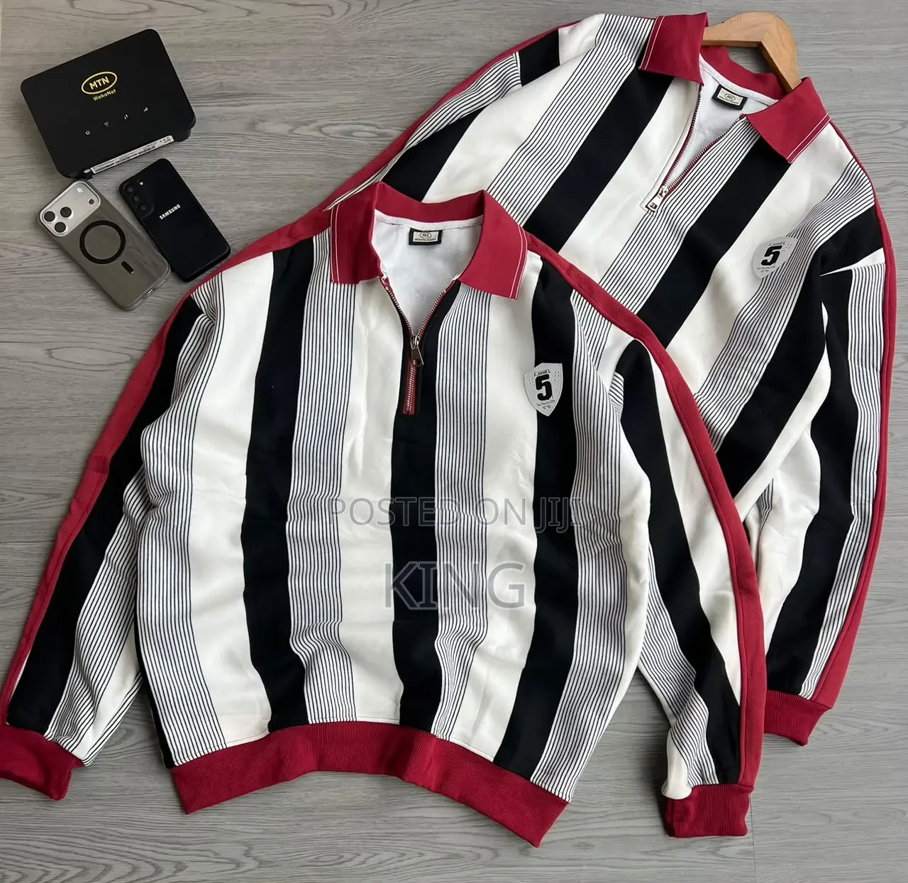 Striped Graphic Quarter Zip Sweater Shirt