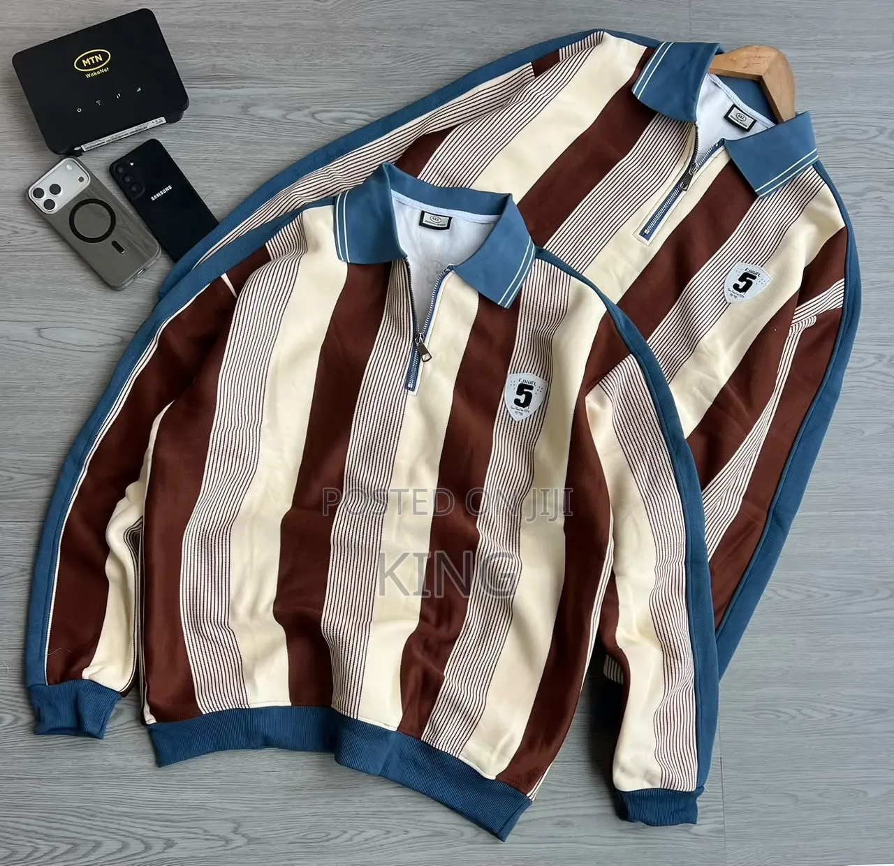 Striped Graphic Quarter Zip Sweater Shirt