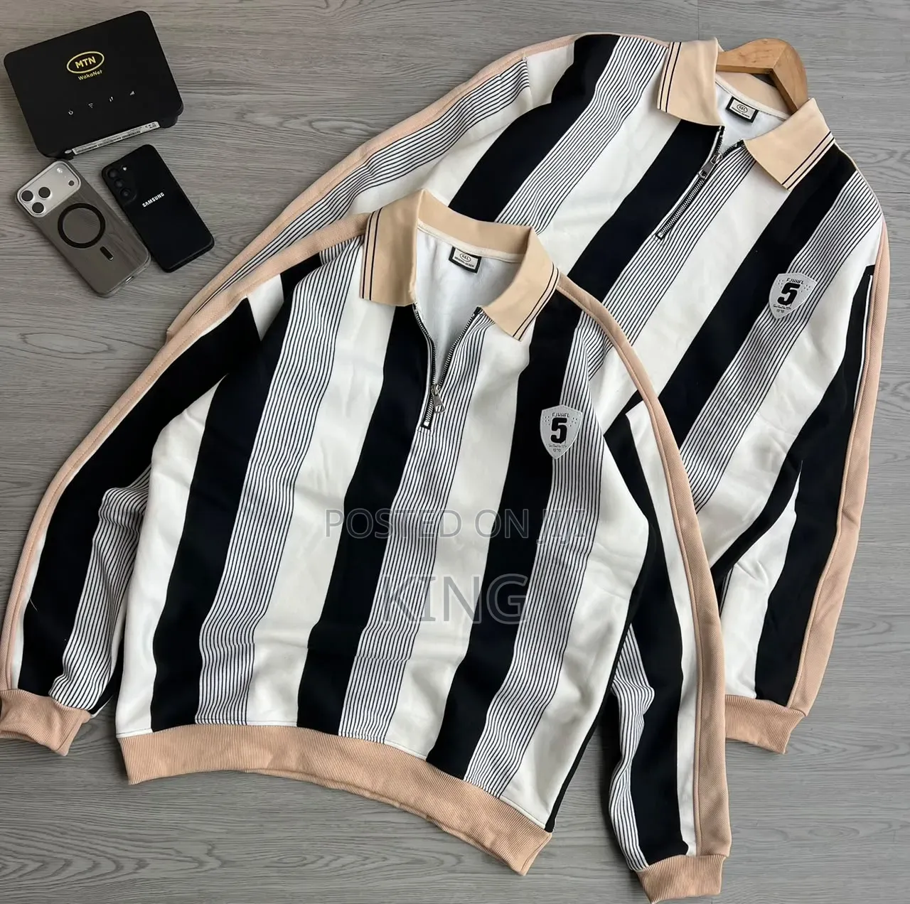 Striped Graphic Quarter Zip Sweater Shirt