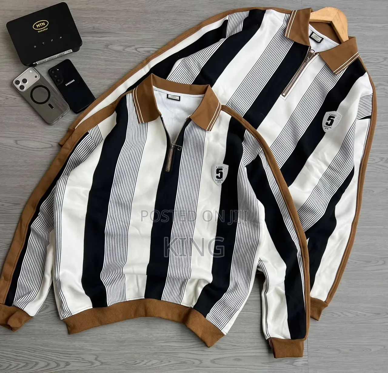 Striped Graphic Quarter Zip Sweater Shirt