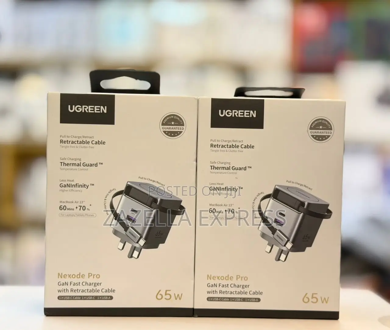 Ugreen 65w Nexode Pro Gan Charger With Retractable Cable (Usb A, Usb C