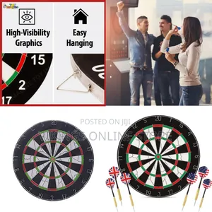18-Inch Double-Faced Bristle Magnetic Dart Board Set, Heavy Duty Thick