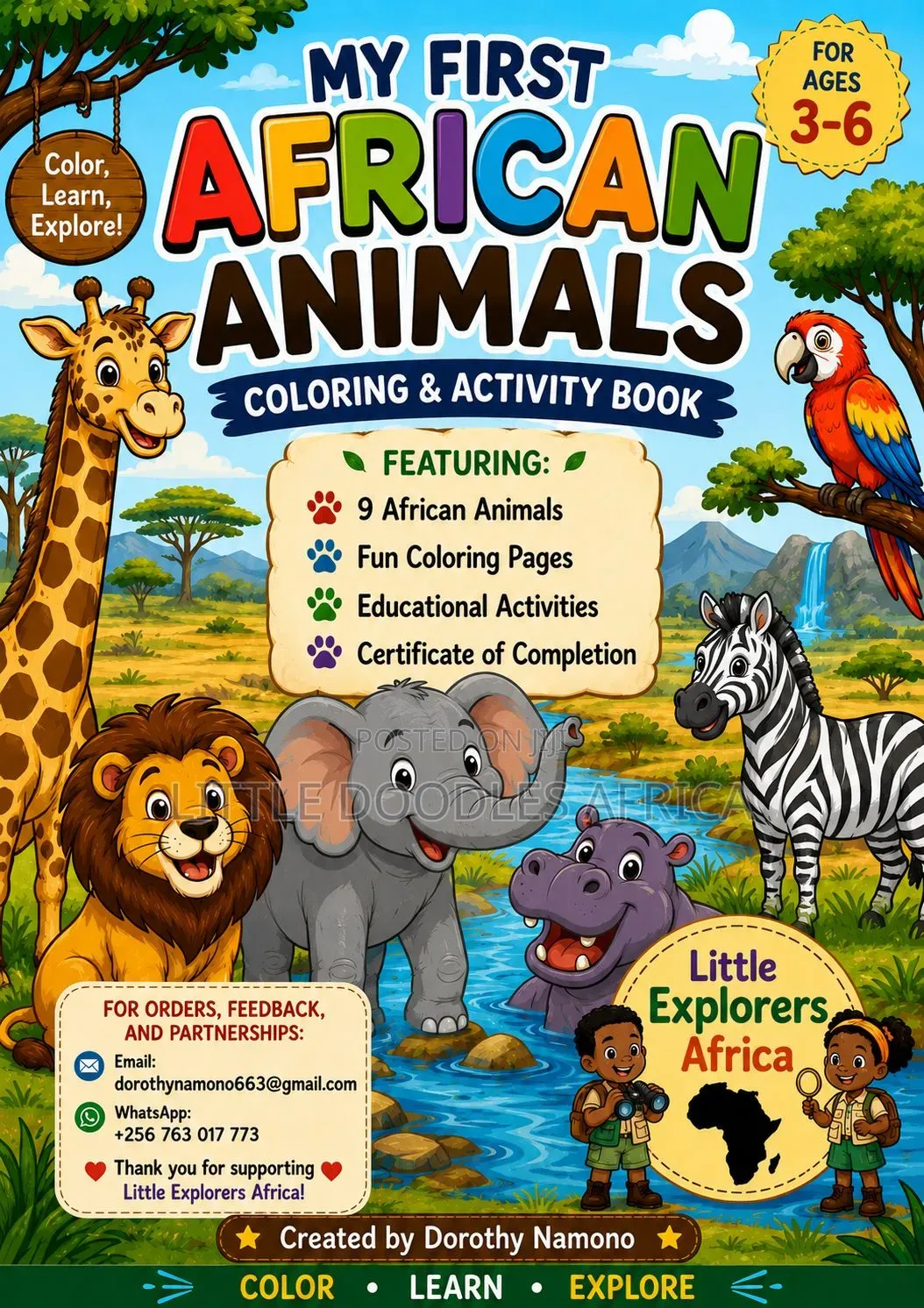 My First African Animals Children Coloring Book