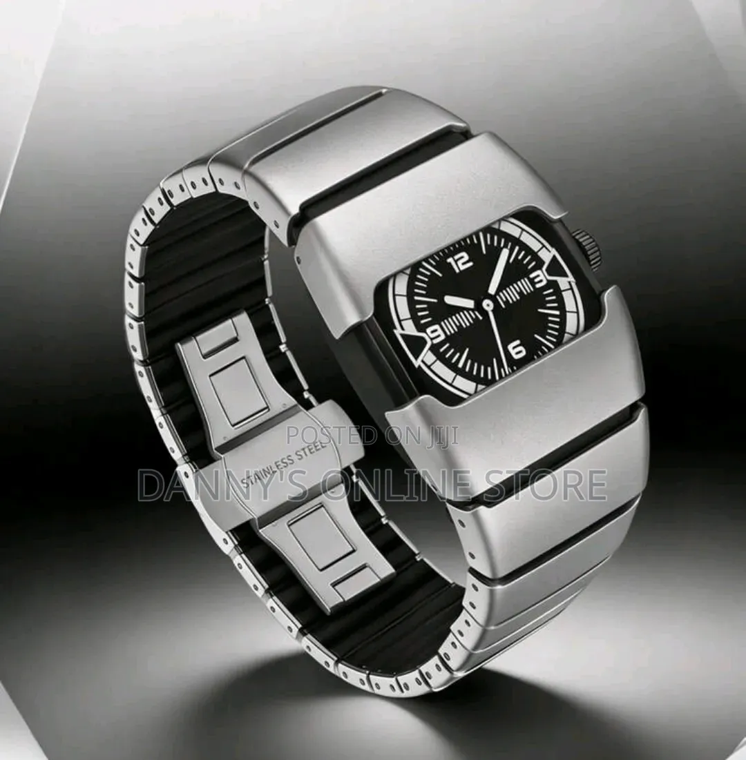 Cool Tomi Cyberpunk Style Men's Quartz Watch, One-Piece Plastic Strap.