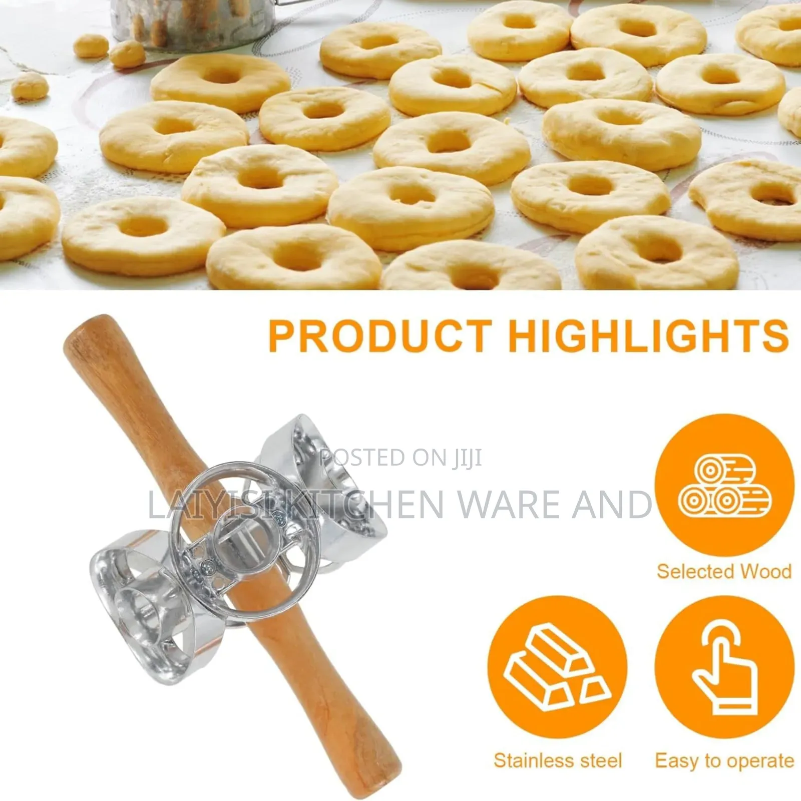Donut Cutter Roller Round Shape Donut Cookie Cutter 6 Cut Revolving