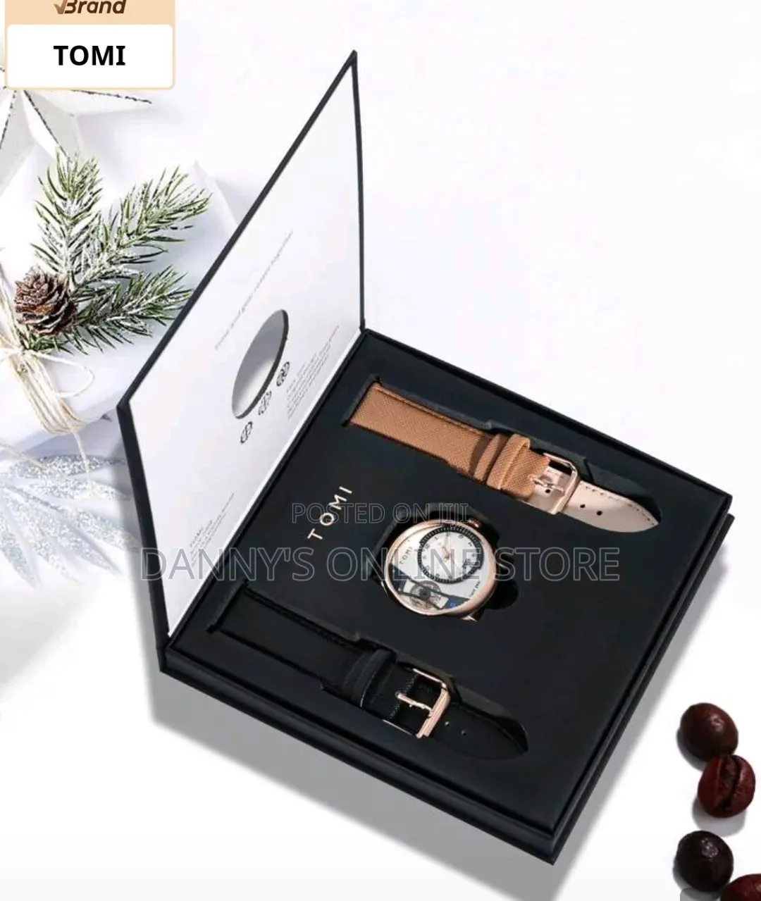 Tomi Automatic Men's Watch With Rotating Gear Second-Hand Stepping.