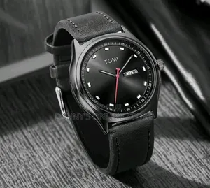 Tomi Men's Dual Calendar Fashionable Minimalist Leather Belt Watch.
