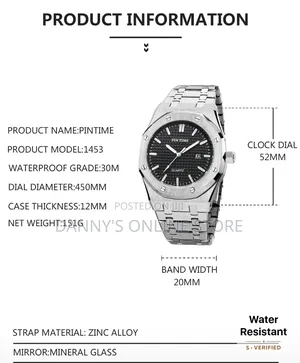 Pintime Octagonal Screw Casual Waterproof Quartz Watch.