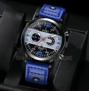 Blue Strap Men's Casual Sports Digital Display Round Quartz Watch.