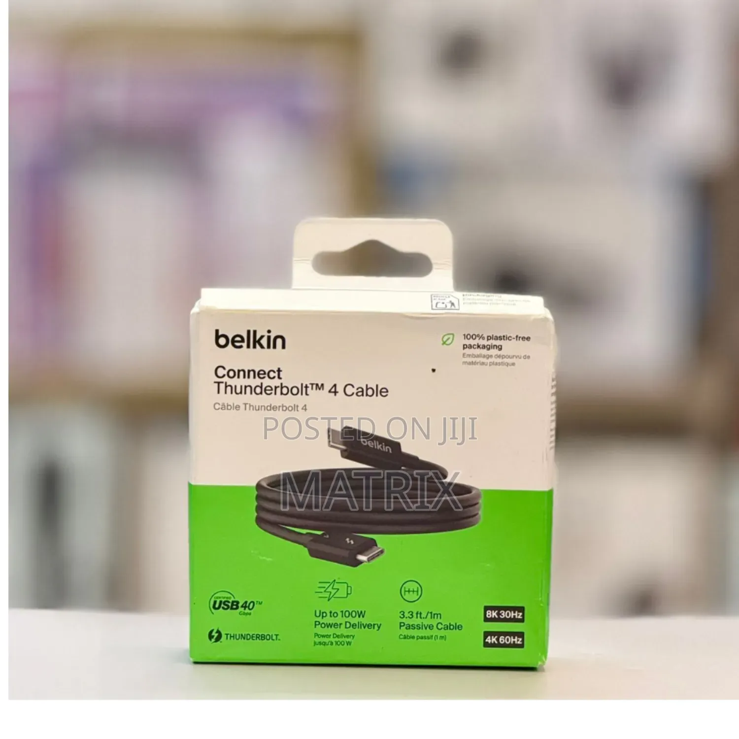 Belkin Thunderbolt 4 Cable 40gbps 1m, 3.3ft Power Cable