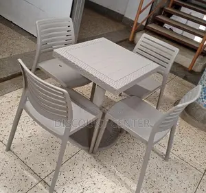 Armless Chairs and Table Gray