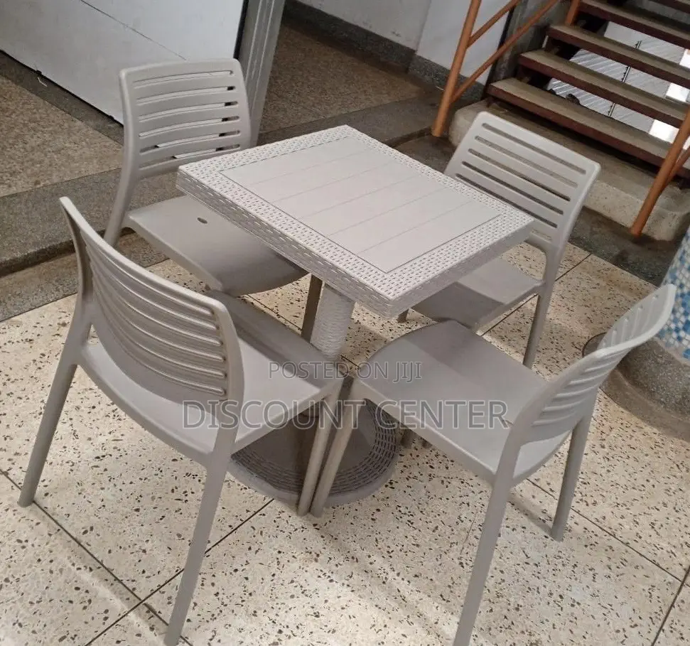 Armless Chairs and Table Gray