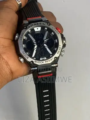 Casio G-Shock Watch With a Silver Metal Bezel Blackstrap