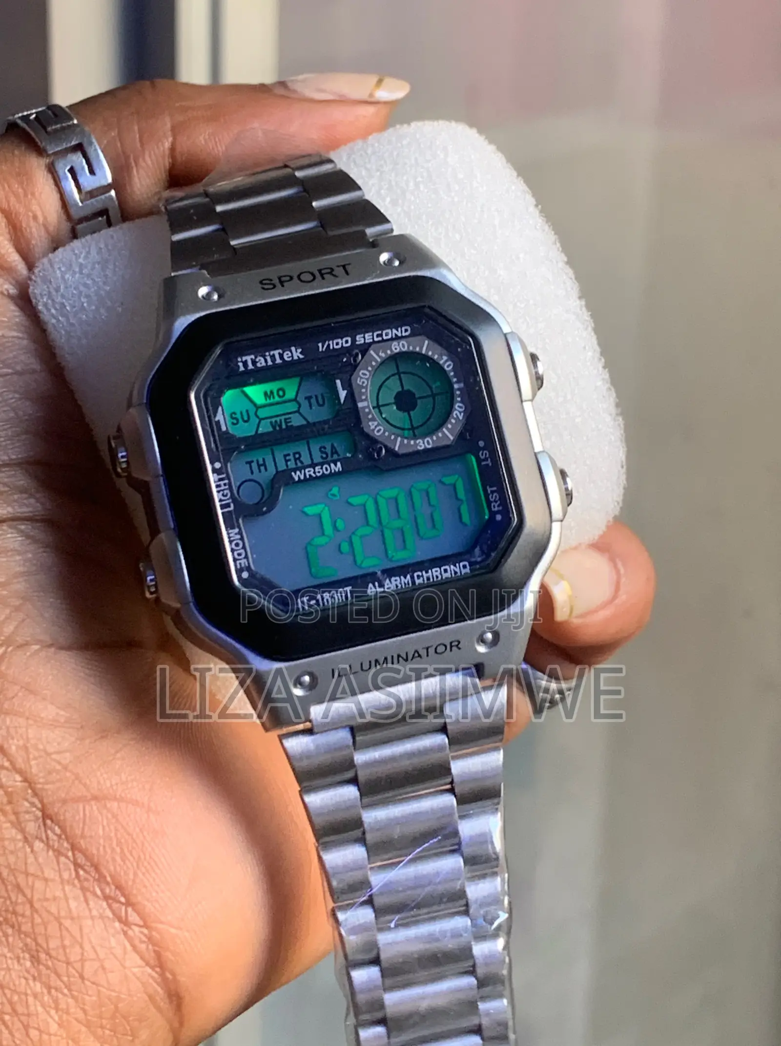 Branded Watch With Visuals of Skmei With a Square Digital Display