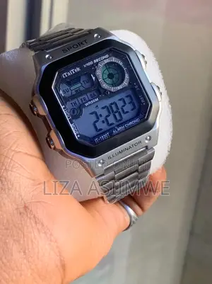 Branded Watch With Visuals of Skmei With a Square Digital Display