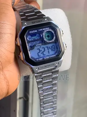 Branded Watch With Visuals of Skmei With a Square Digital Display