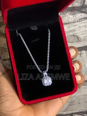 Lady’S Generic Crystal Pendant Necklace With a Silver Chain