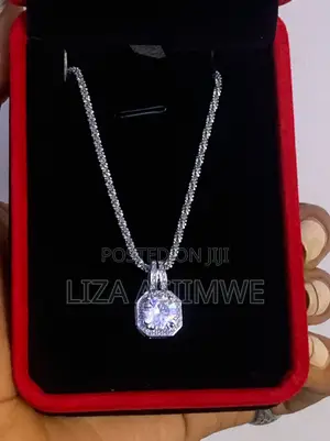 Lady’S Generic Crystal Pendant Necklace With a Silver Chain