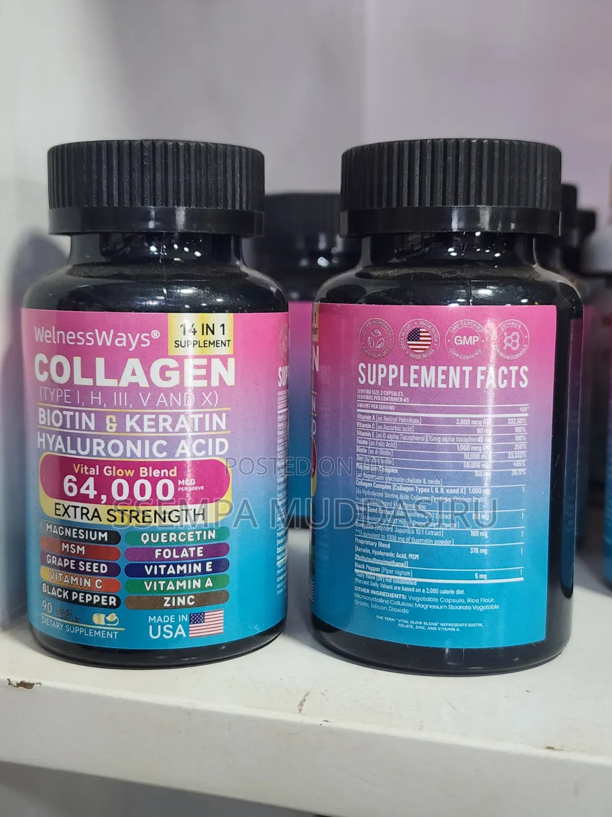 Collagen 14 in 1 ,Vital Glow Blend 90 Capsules Dietry Supplement