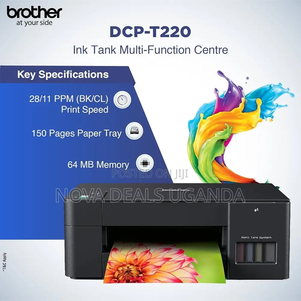 Brother Ink Tank Printer, DCP-T220 - Usb -High Yield Ink Bottles