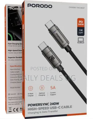Porodo Powersync 240w High-Speed Usb-C to Usb-C Cable