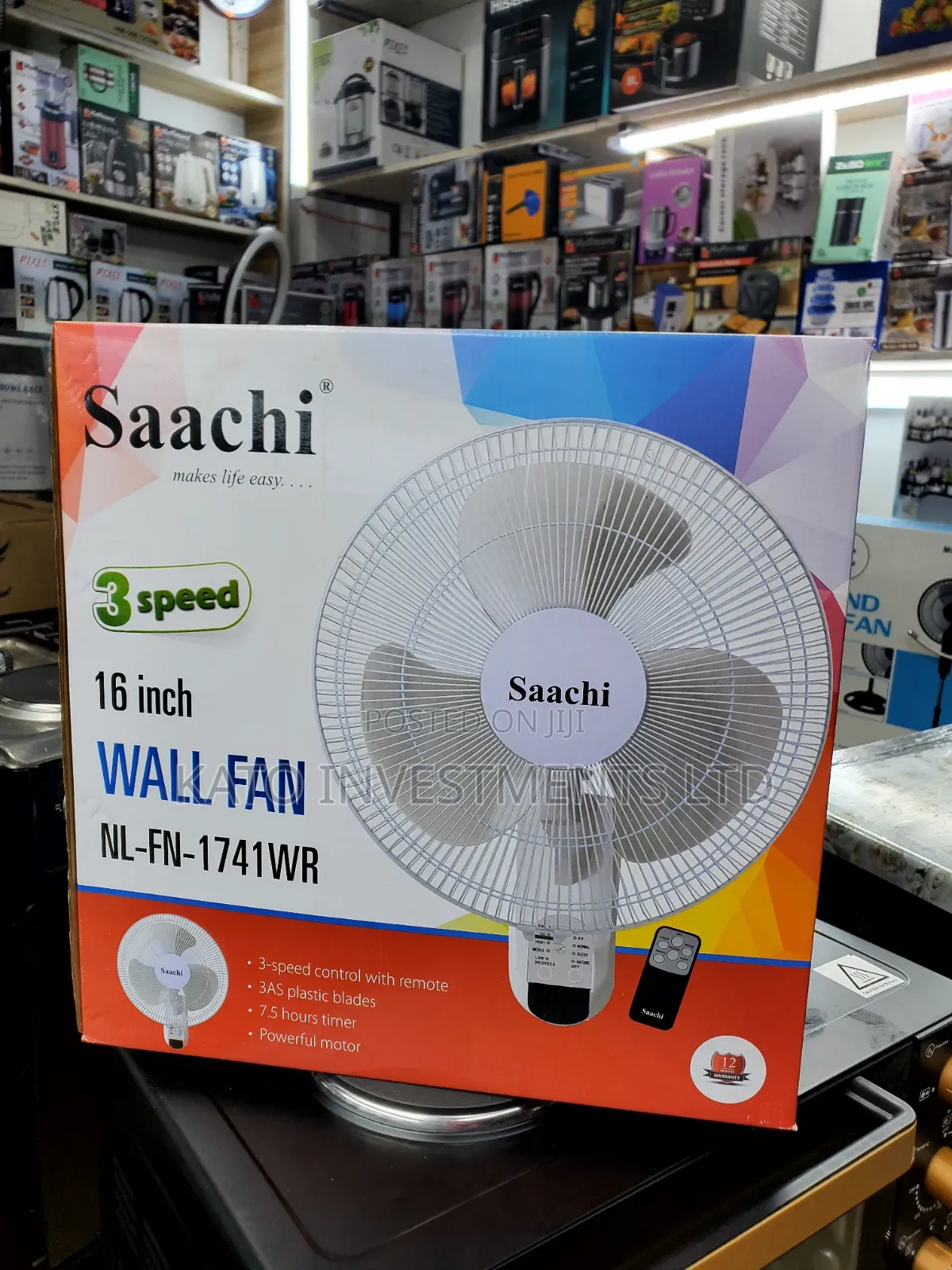 16 Inch 3 Speed 1741 Remote Controlled Wall Fan