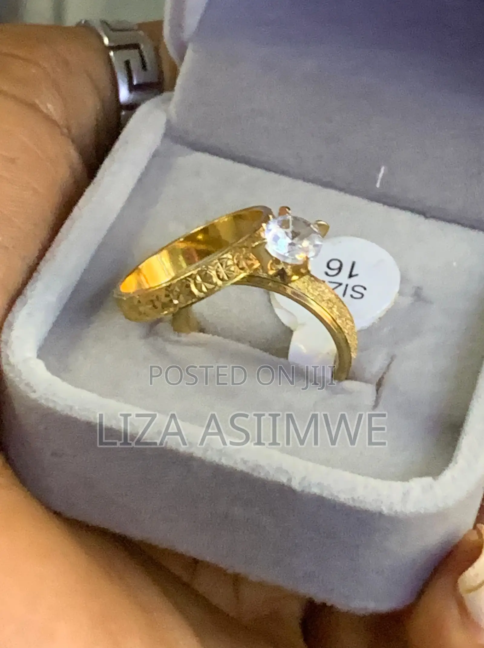 Wedding Ring Set With a Textured Band and a Solitaire Engagement Ring.