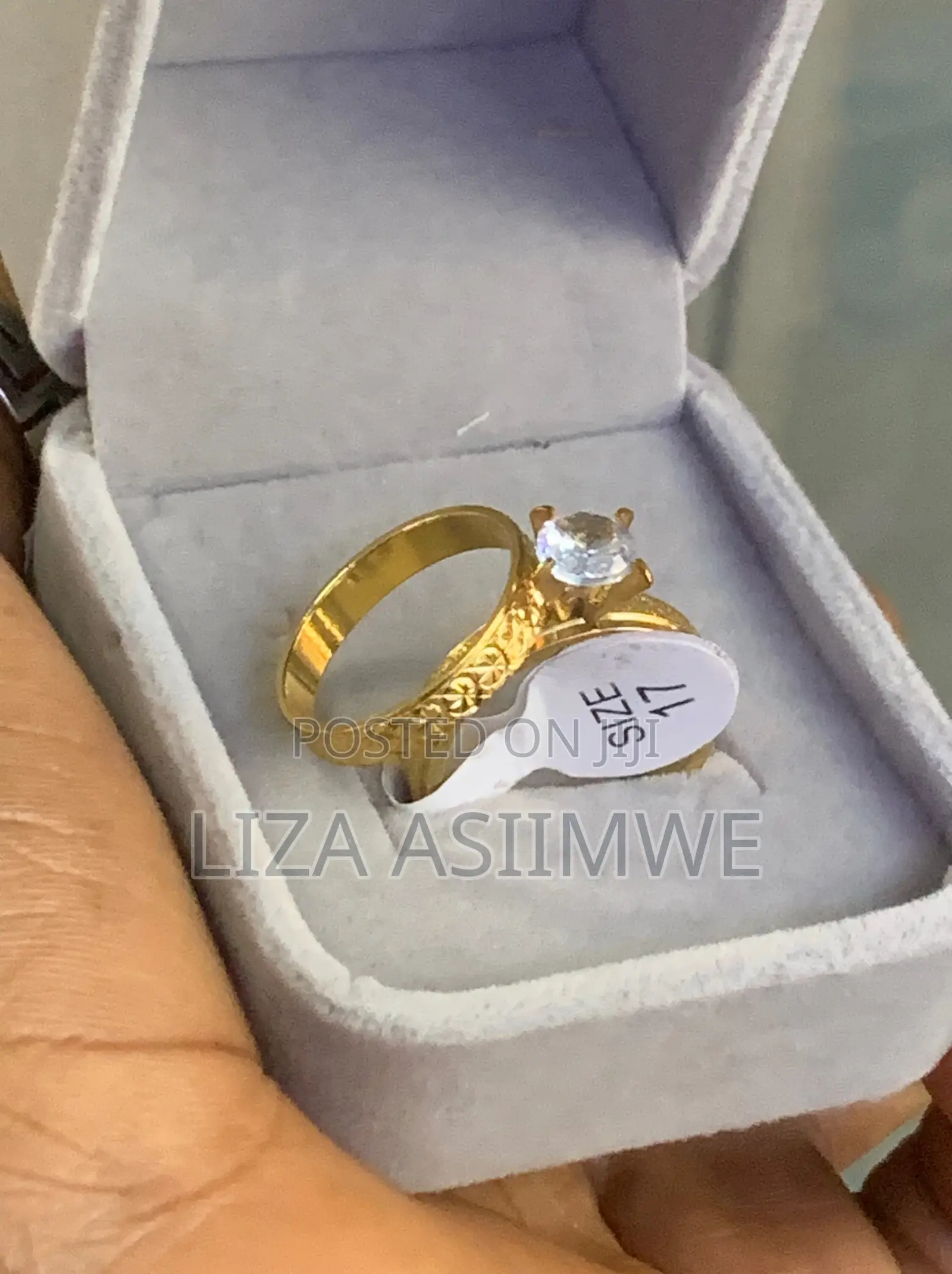 Wedding Ring Set With a Textured Band and a Solitaire Engagement Ring.