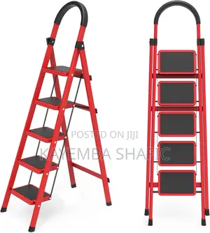 Heavy Duty 5-Step Folding Steel Ladder With Non-Slip Pedals