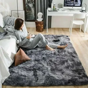 Faux / Fluffy Carpet ~ Patched Dark Grey