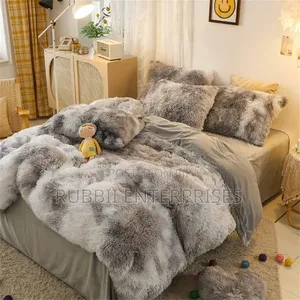 Faux/ Fluffy Duvet 6pcs ~ Patched Grey