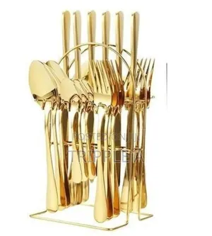 24pcs Gold Cutlery Set Knives , Spoon, Forks