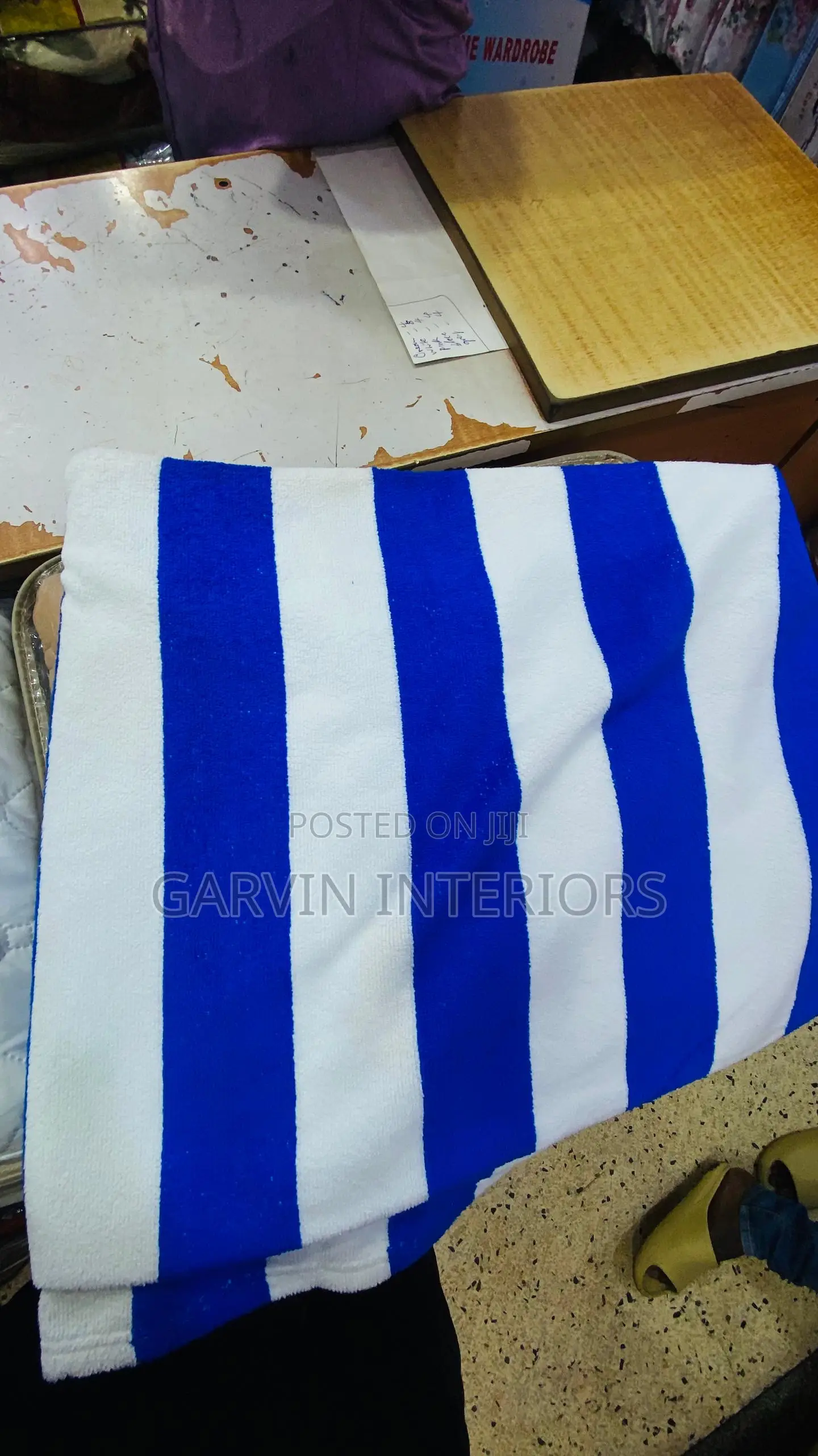 White and Blue Pool Towels