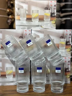12 PCS Diamonds Brand Ribbed Drinking Glasses