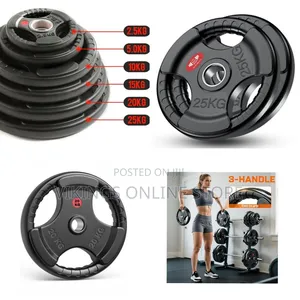 25kgs 2 Piece of Rubber Coated Hand Grip Bumper Weight Plate Discs Cas