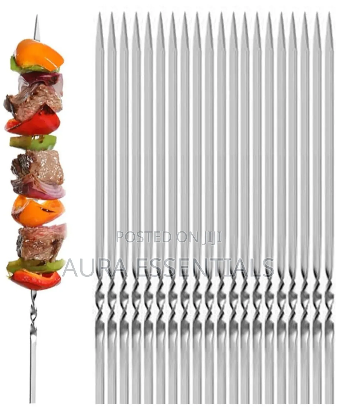10pcs Flat Stainless Steel Kabob Skewers