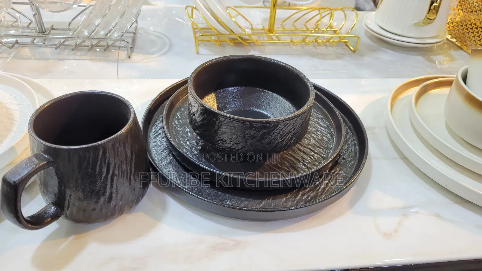 Black and White Dinner Set 24 Pieces