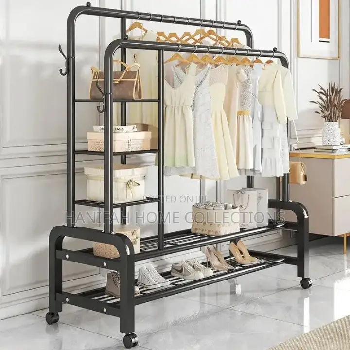 Heavy-Duty Garment Rack With Shelves