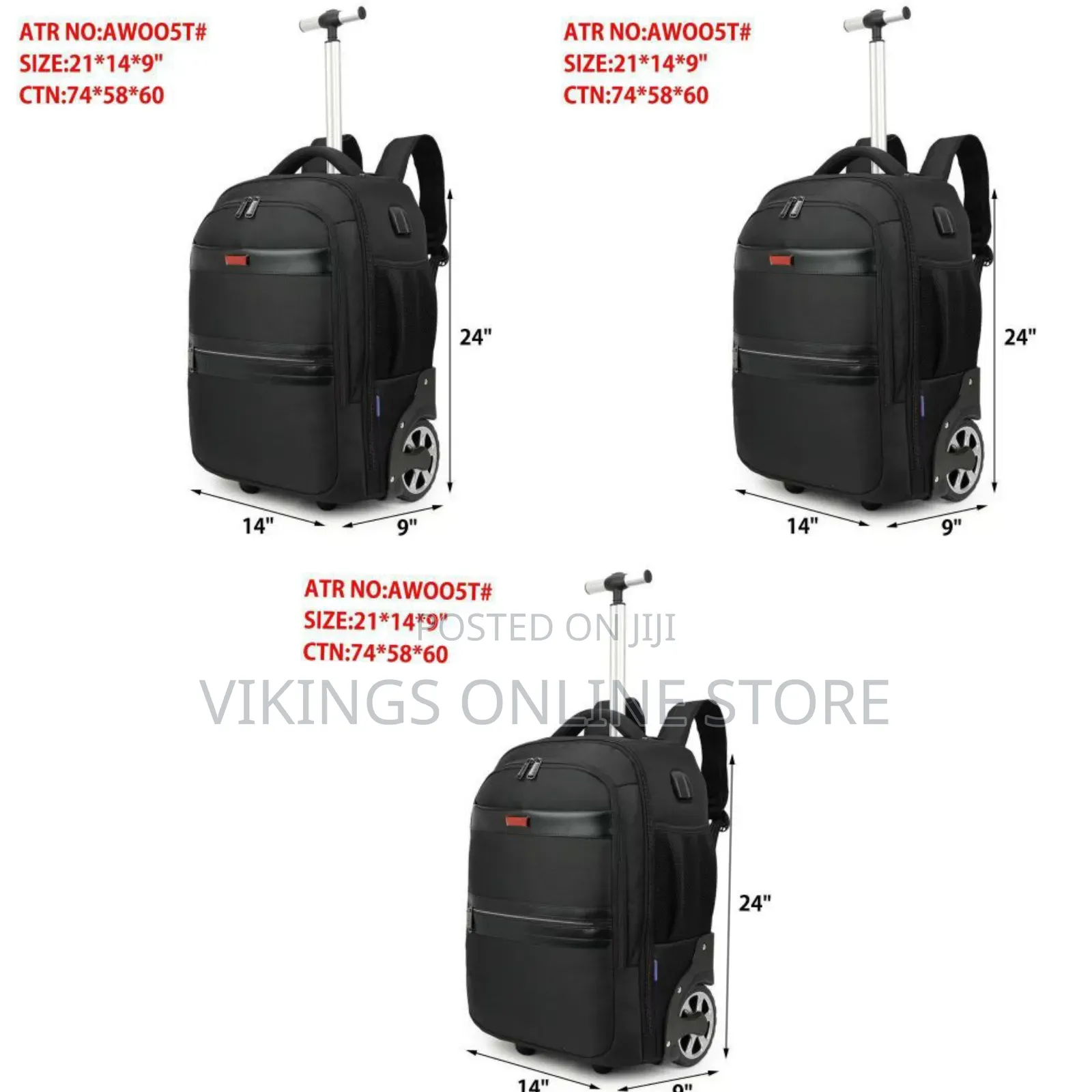 Rolling Backpack for Men With Wheels, 17 Inch Large Wheeled Backpack
