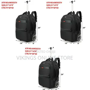 Rolling Backpack for Men With Wheels, 17 Inch Large Wheeled Backpack