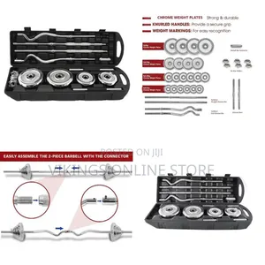 Home Gym 55kg Adjustable Chrome Dumbbell Barbell Set With Carry Case