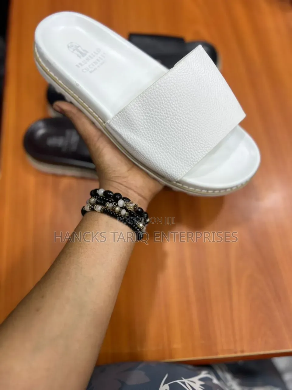 Premium Designer-Style Leather Comfort Slides – Black