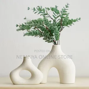 White Ceramic Vase Set of 2